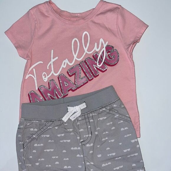 Girls Pink and Gray Matching Set - Picture 1 of 5